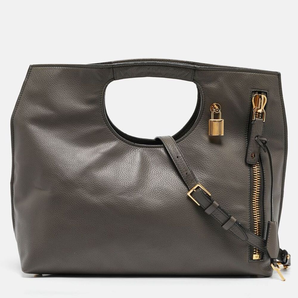 Tom Ford Grey Leather Shoulder Bags